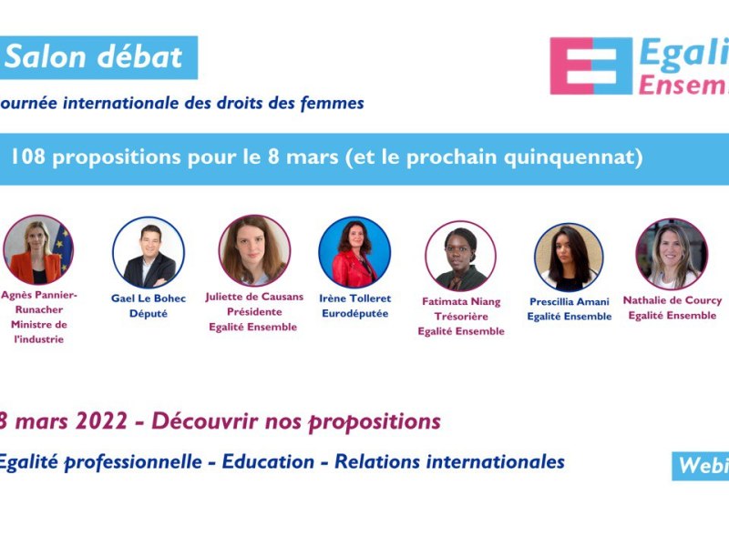 Journée internationale des droits des femmes 2022 : 108 propositions Egalité Ensemble pour le 8 mars et le prochain&nbsp;quinquennat